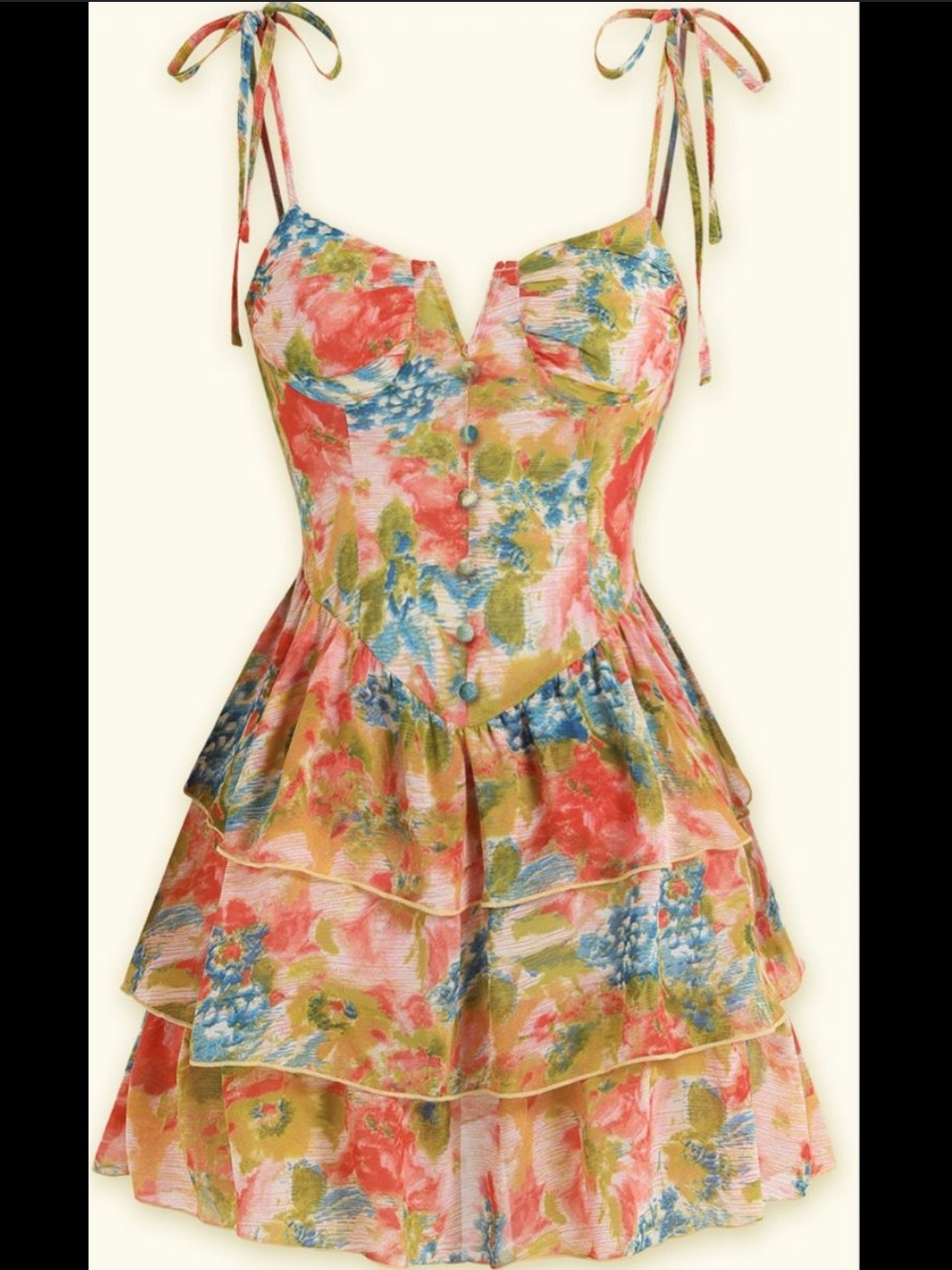 Floral Tiered Sundress with Tie Straps